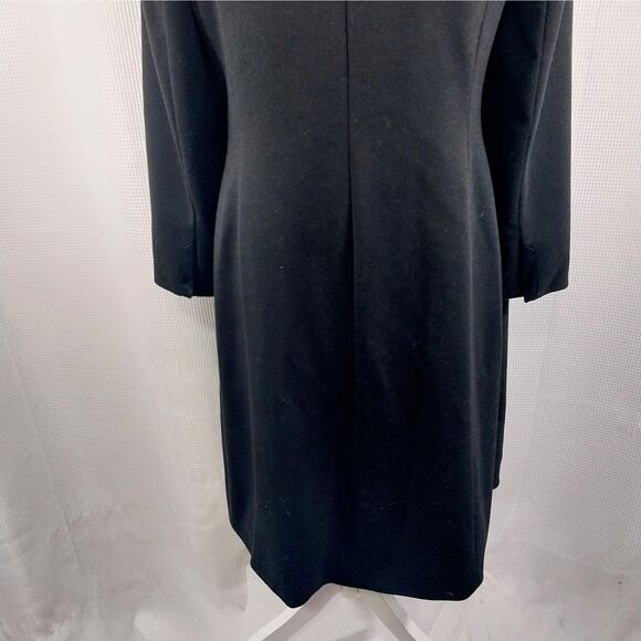 SHARAGANO NOIR! RICH BLACK UKTRA LONG, GOLD FRONT FOCAL POINT JACKET! SZ 10 - Picture 10 of 14